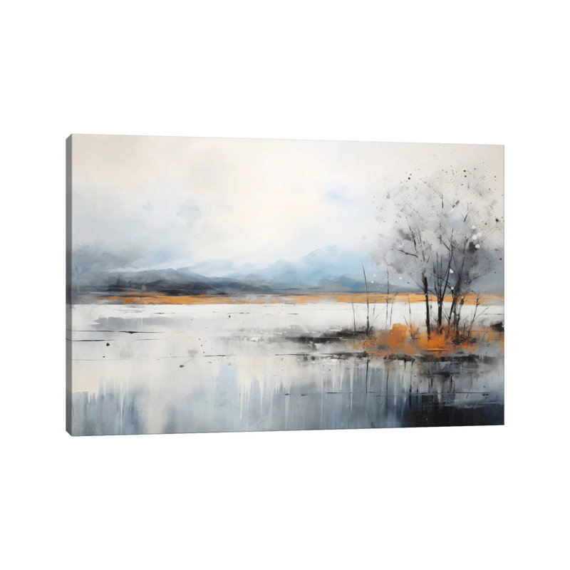 «Gray Lake Landscape», reproduction d'art sur toile tendue, H 12 po x l 18 po