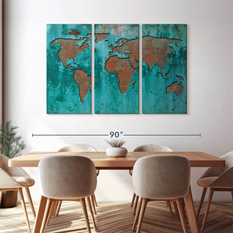 Impression sur mappemonde, impression sur toile, H 48 po x l 74 po x 1,25 po