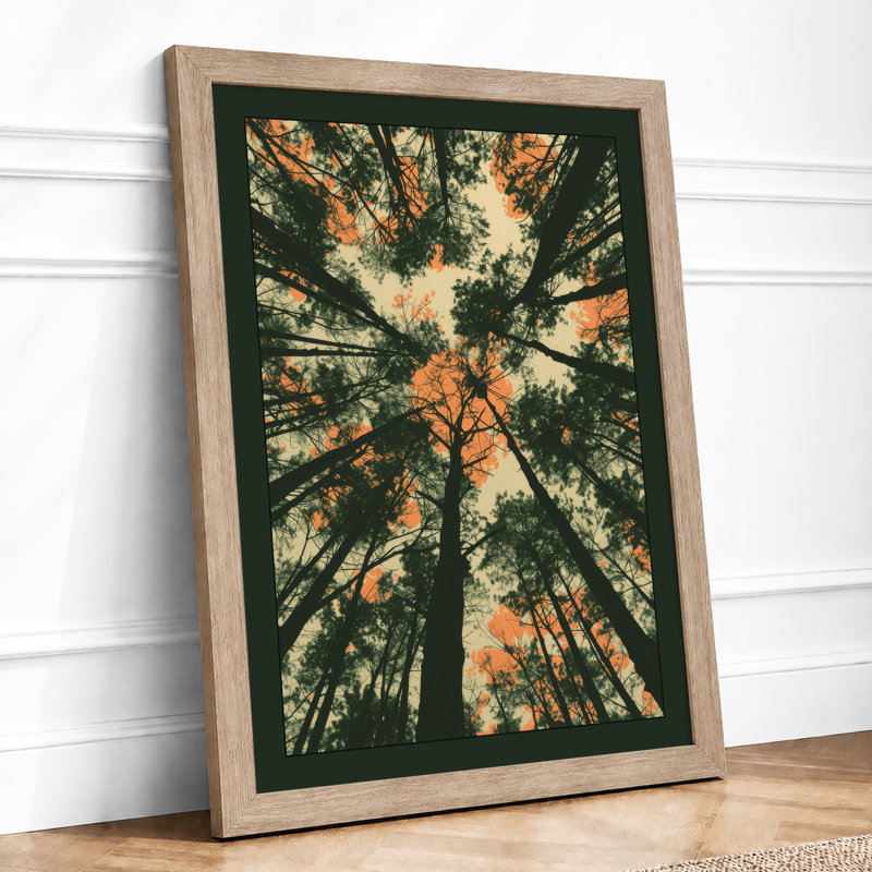 Autumn Canopy Scandinavian - Framed Print, A2 - 59.4 x 42.0 cm, Oak