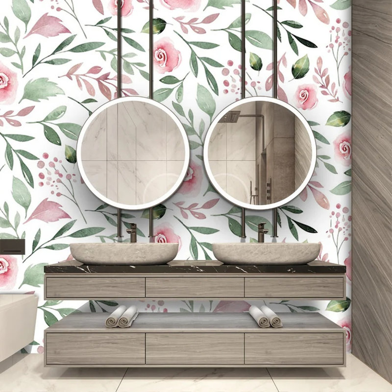 Blossom Breeze - Aquarelle jardin romantique, L 108 po x l 96 po