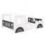 Lit plateforme double classique en forme de voiture avec roues, blanc