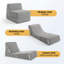 3-in-1 Folding Sofa Bed Chair Corduroy Sleeper Sofa for Small Spaces Grey  