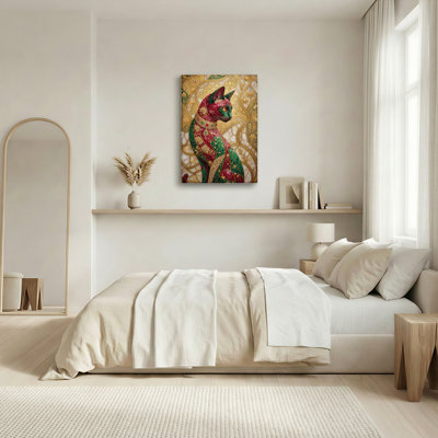 Art mural sur toile Gallery Wrap pour le salon, la chambre à coucher, le bureau ou le vestibule - décoration murale décorative avec chat artistique