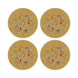 Ex Vote Sacred Hearts Vegan Leather Round Pebble Placemat