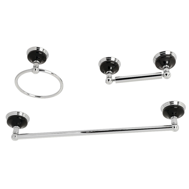 Kingston Brass Water Onyx 3-Piece Bathroom Hardware Set, Polished Chrome
