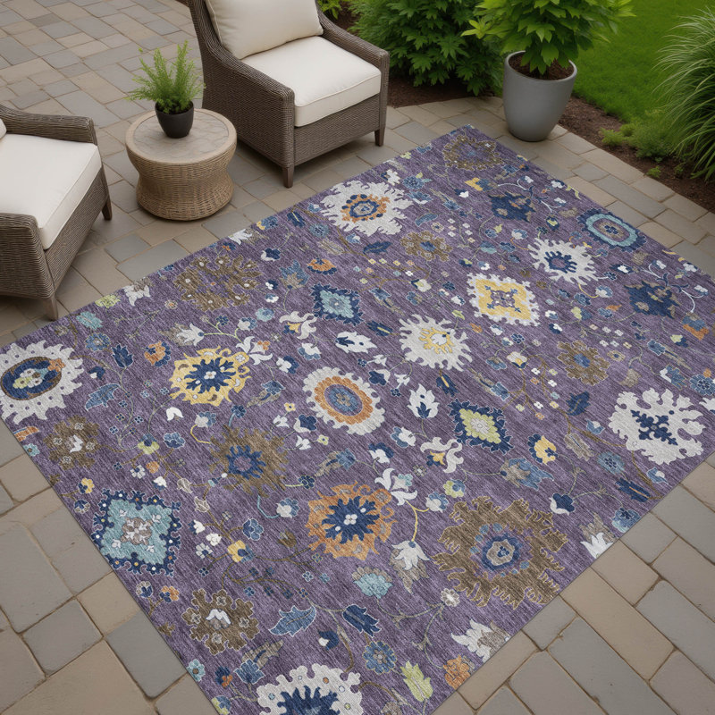 Machine Washable Indoor/Outdoor Chantille ACN2458 Traditional Rug, 8' x 10', Plum