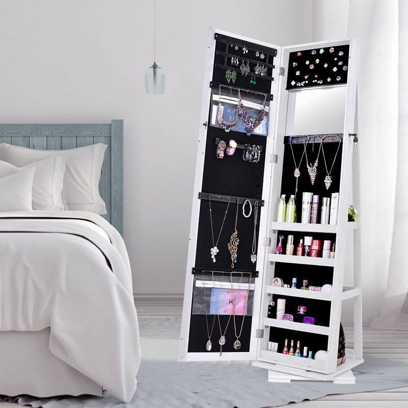 Armoire à bijoux avec miroir Kowal, Blanc