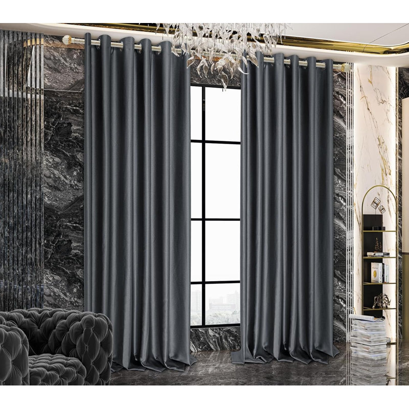 Blackout Curtain Pair, 46cm Width x 72cm Drop, Silver