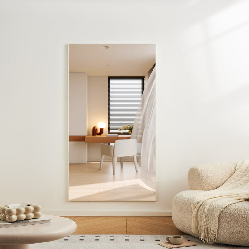 Miroir pleine grandeur avec cadre en alliage d'aluminium, incliné ou fixé au mur, haute définition, incassable, idéal pour les décors modernes
