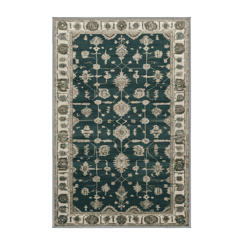 Machine Washable Overdyed Green Area Rug, Rectangle 6' x 9'
