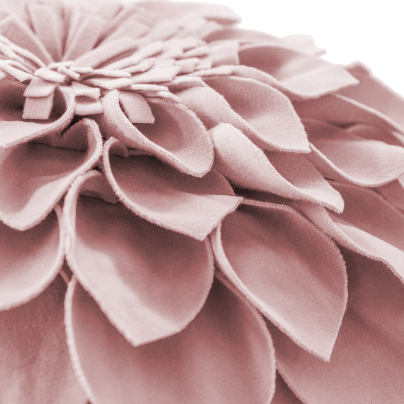 Pink 14-Inch Round Floral Polyester Throw Pillow
