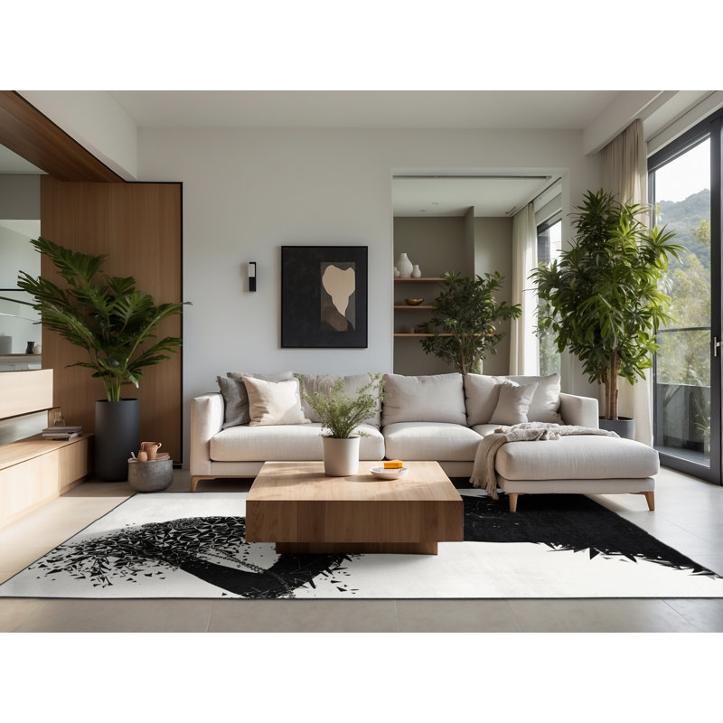 Tapis à motif géométrique doux et moelleux d'inspiration mondiale Glenmore, 7 x 9