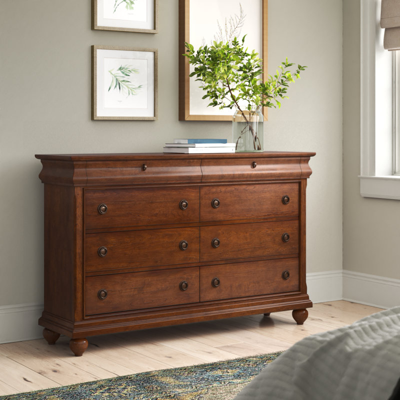 Lenny 64" W 8-Drawer Dresser, Rustic Cherry