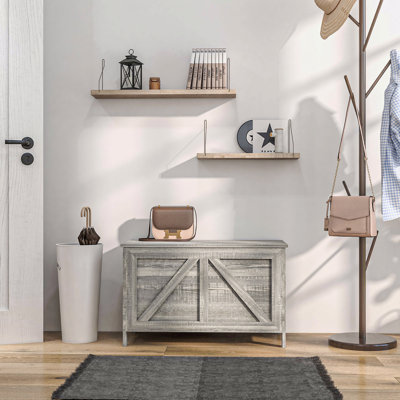 Cabinet, Farmhouse, 30", Storage Chest, Lift Top Box Organizer With Safety Hinge To Open Up 100°