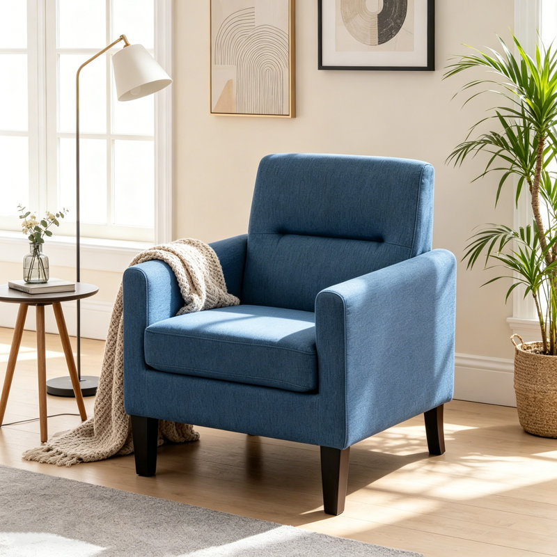 Meleri Accent Chairs with Wood Leg, Mid Century Modern  Chairs Comfy Reading Chair with Upholstered Cushion Relax Armchair for Bedroom Living Room Apartment,Office