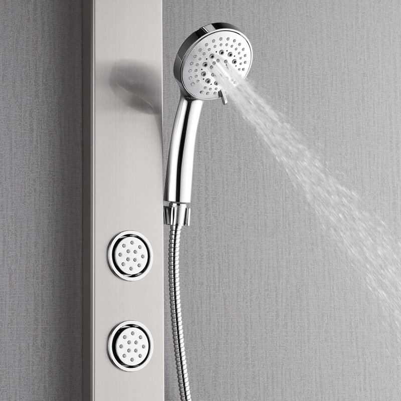 Panneau de douche FORNO ACQUA AcquaSPA en acier inoxydable, douche de pluie, pomme de douche à main, jets de corps, débit de 1,8 gallon par minute