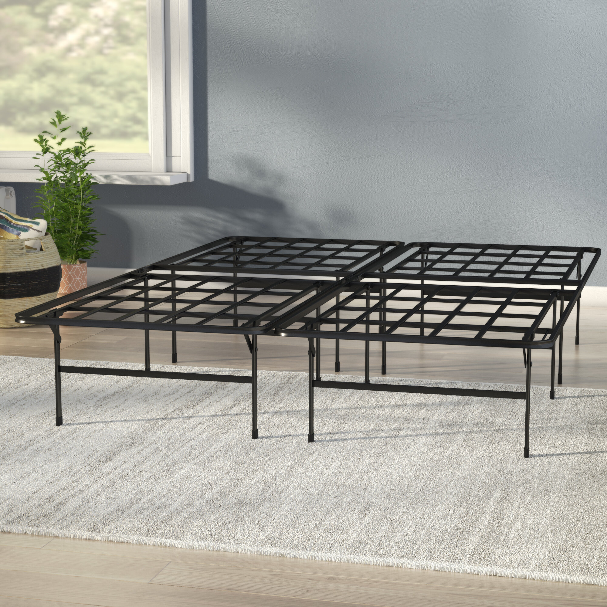 Riser - Foldable Steel Queen Platform Bed Frame, Black