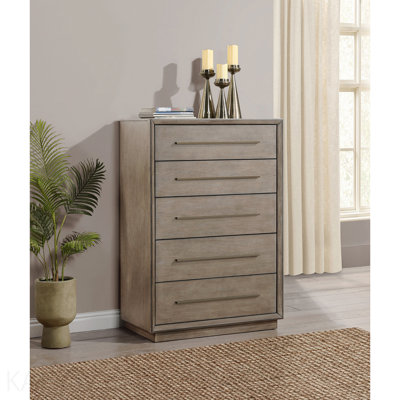 Commode de chambre 5 tiroirs Taupe