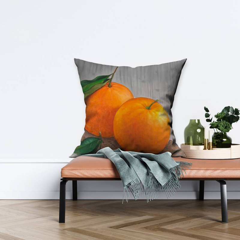 Two Oranges Hyperrealist Food Poly Twill Throw - Home Decor