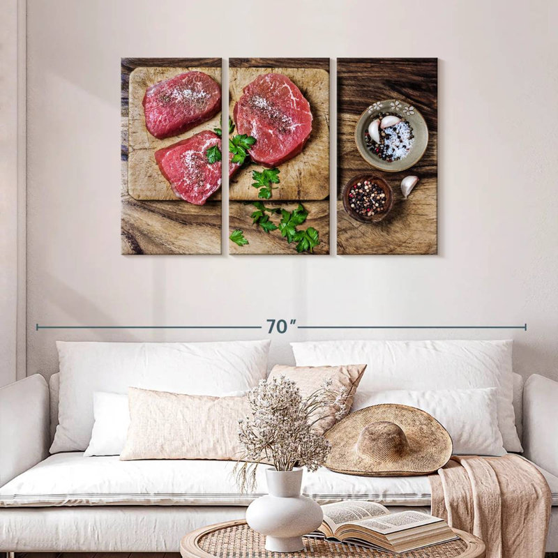 Seasoned Beef Cuts, 28" H x 45" W