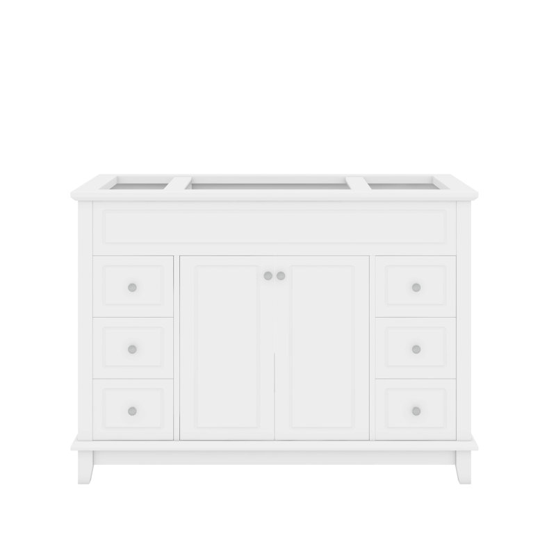 Meuble-lavabo de 46 po sans lavabo, meuble-lavabo moderne en bois massif avec 2 portes à fermeture silencieuse et 6 tiroirs offrant beaucoup de rangement