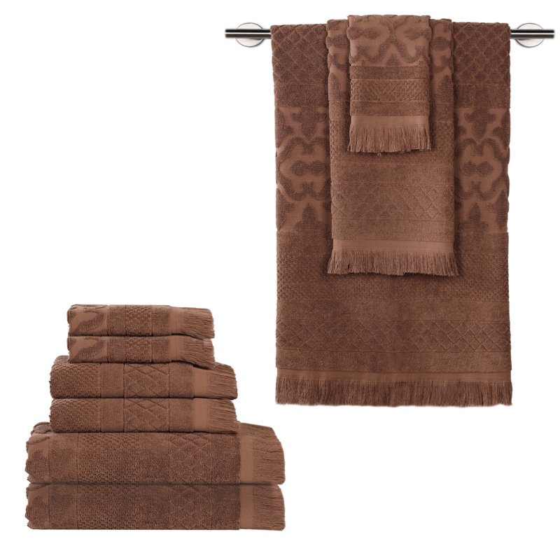 Serviette de bain Rolla, Ensemble de serviettes 9 pièces, Chocolat