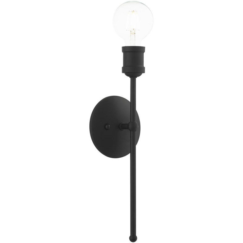 5 1-Light Black Wall Sconce: Stylish Steel Base for Modern Décor.