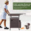 Chariot de barbecue extérieur avec plateau en acier inoxydable, chariot de cuisine roulant en bois massif avec abattant, tiroir et roulettes verrouillables, brun-2033175634