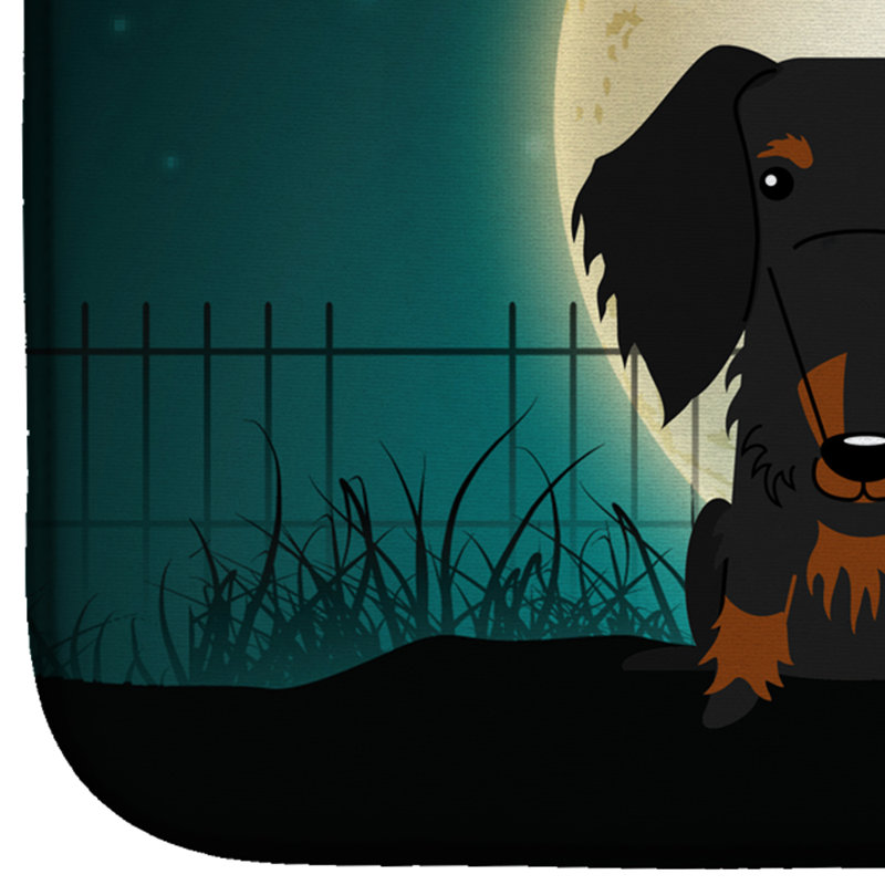 Tapis de séchage teckel à poils en fil d’halloween, Noir / brun clair