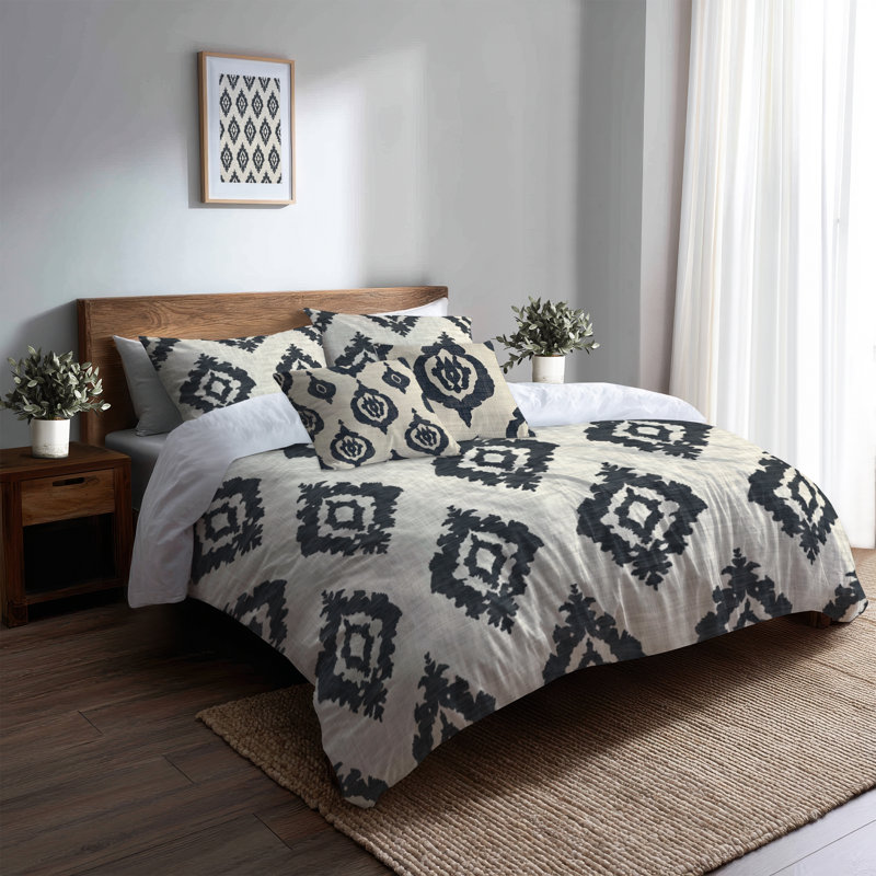 Ensemble de literie 5 pièces Country Farmhouse - Ensemble de housse de couette et de coussin Ikat