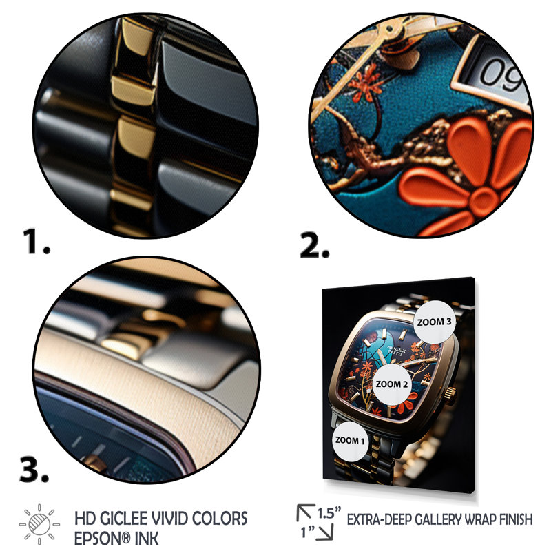 Montres de luxe en acier Sentinel II - impressions sur toile tendance, H 32 po x l 16 po x P 1 po, Cadre photo noir