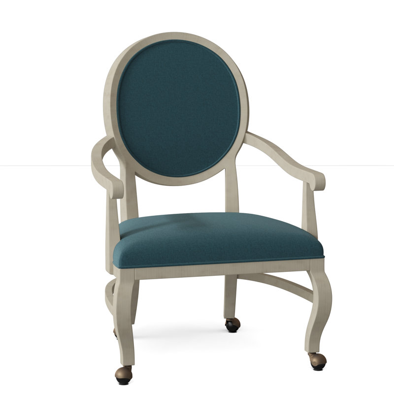 Oakland Upholstered King Louis Back Arm Chair, 8789 Turquoise, Espresso