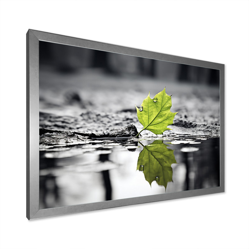 «Green Leaves Solitude In Winter II», reproduction d'art sur toile, H 16 po x l 32 po x P 1 po, Cadre simple argenté
