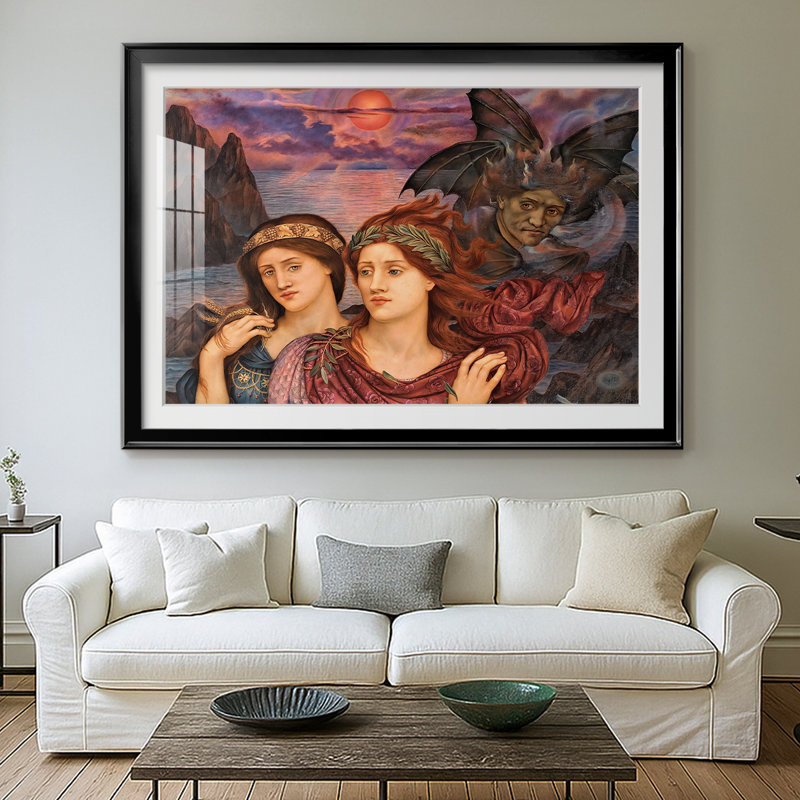 The Vision-Evelyn De Morgan-Reproduction encadrée avec passe-partout et verre-1914, 30 x 5 x 42,5, Framed Print, Noir
