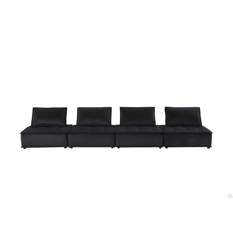 Canapé modulaire en velours noir 4 pièces Anna