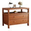 Table de chevet en noyer à 2 tiroirs de 81,5 cm de large avec rangement ouvert-790672060