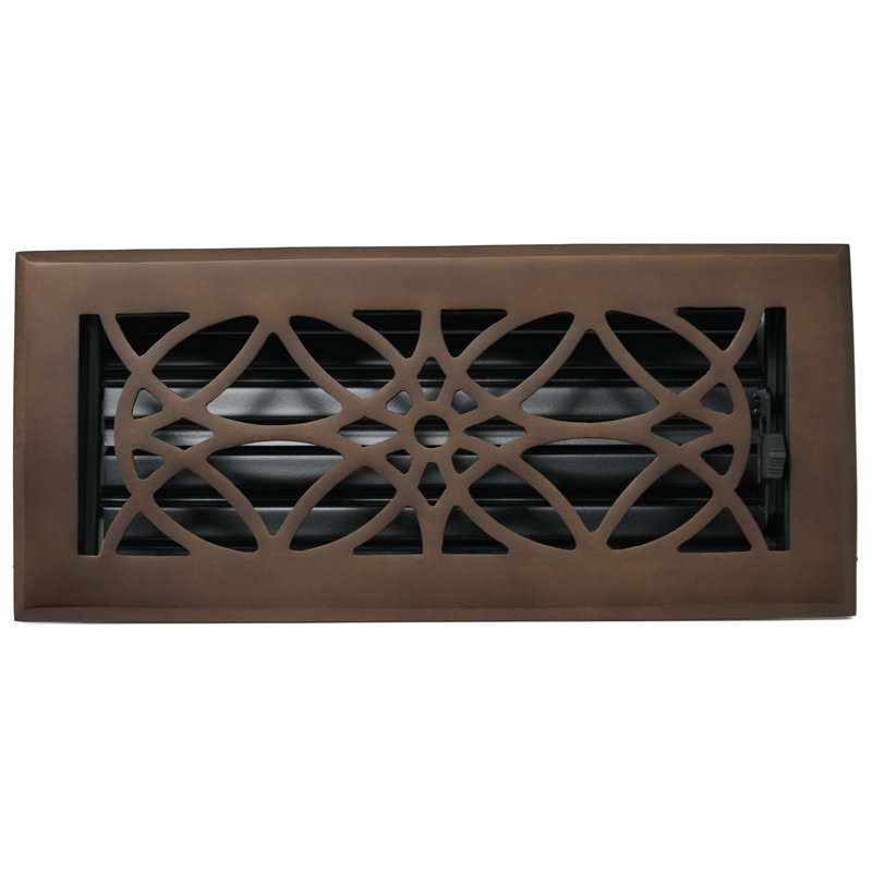 Madelyn Carter Solid Brass Empire Vent Cover with Damper - Floor & Wall Register, Oil Rubbed Bronze, 12" L x 4" W x 2.75" H