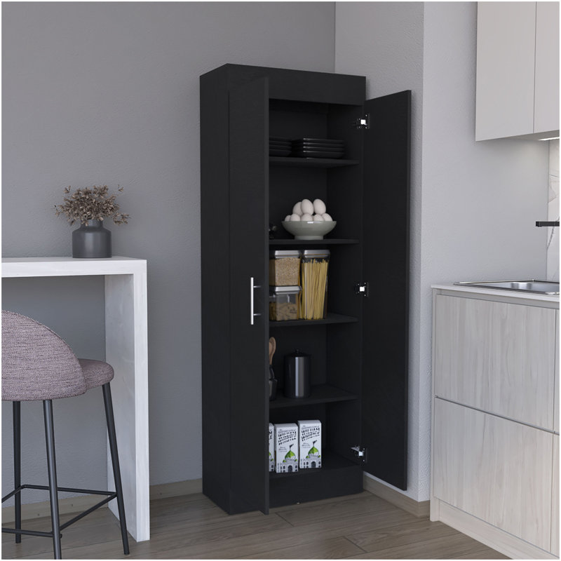 Armoire garde-manger H 67 po, 5 tablettes internes, deux portes, noir