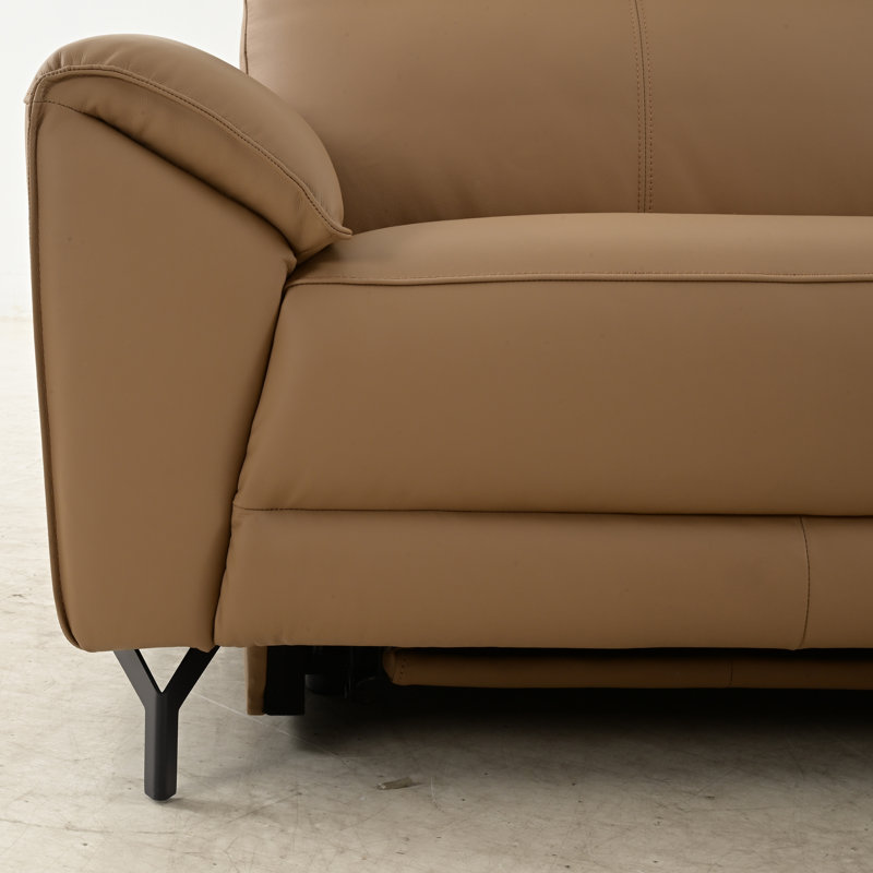 Canapé modulaire surdimensionné avec méridienne Baria, Orienté à droite, Cuir fleur brun clair