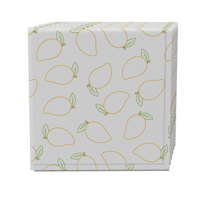 Fabric Textile Products, Inc. Napkin Set Of 4, 100% Cotton, 20X20", Mango Outline Design