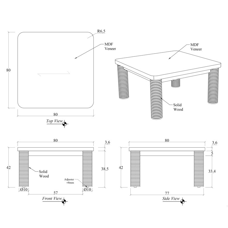 Luna 32" Square Coffee Table