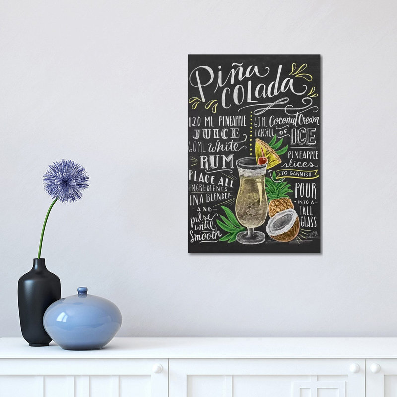 Pina Colada Recipe - Print on Canvas, Wrapped Canvas, 45.72cm H x 30.48cm W x 1.91cm D