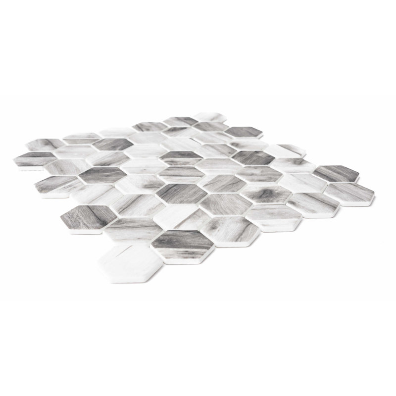 Recycled 1.88" x 1.88" Glass Honeycomb Mosaic Wall  Tile, Gray