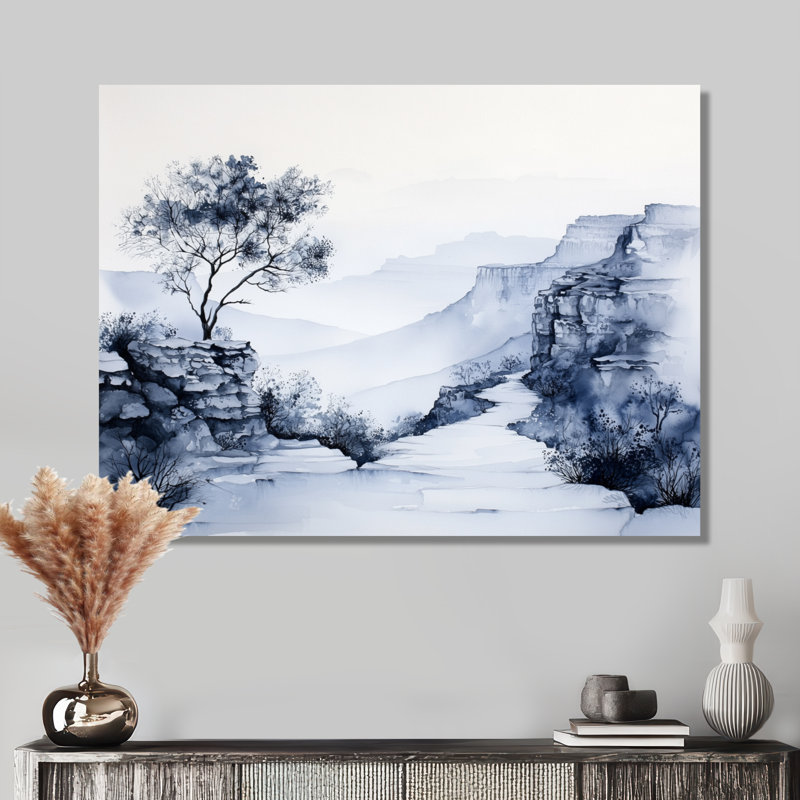 «Aqua Minimalist Canyon Landscape II», impression sur toile, paysages, H 12 po x l 20 po x P 0,84 po