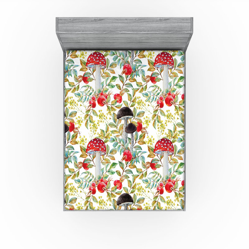 Drap-housse Ambesonne, paquet de 2, Bleu / rouge / vert / mauve floral, Drap-housse grand