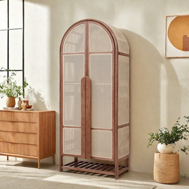 Armoire simple et rétro en bois massif, Noyer