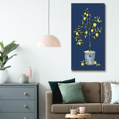 Art mural en verre «Citron 5 Navy» par Anne Tavoletti