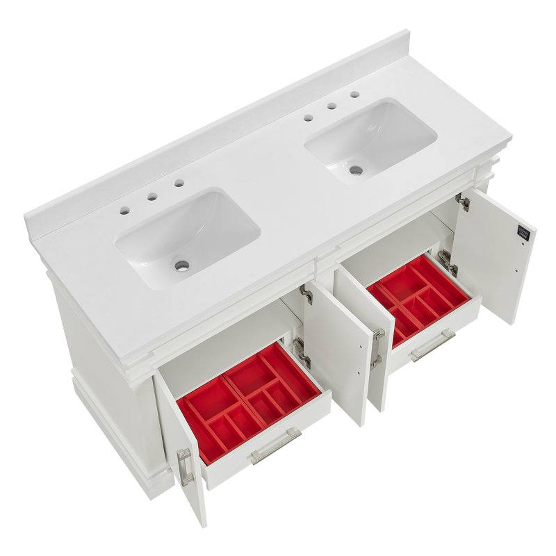FLW Harmony 36 Wood Sink Vanity, White, 60