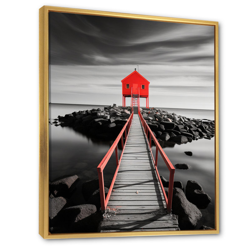 Valo Coastal Pier Reflections I, H 20 po x l 12 po x P 1 po, Cadre flottant doré