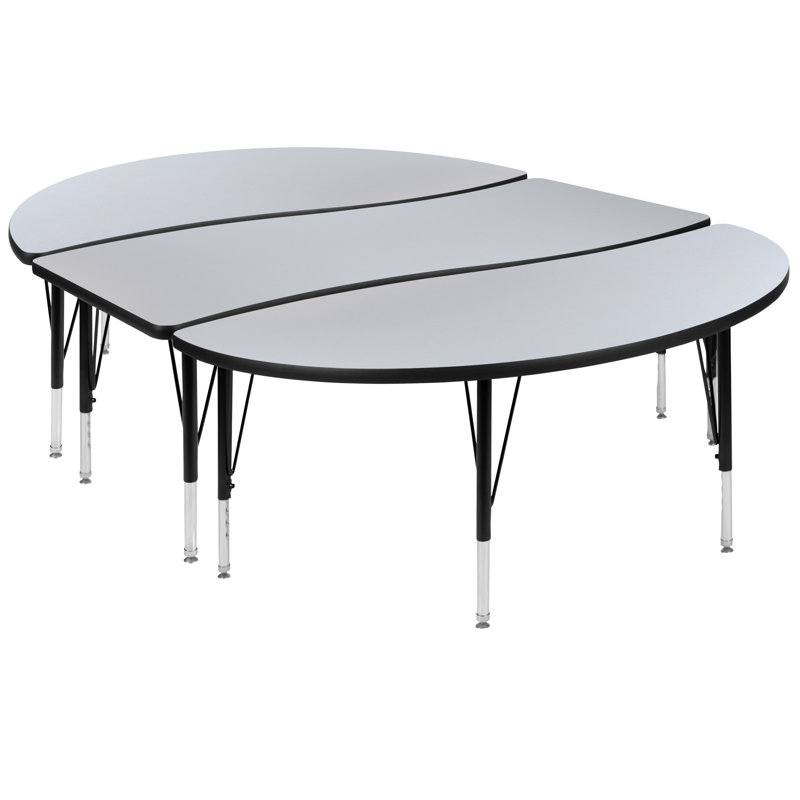 Ensemble de 3 tables d'activités Goddard, Gris, L 60 po x P 86 po x H 16,25 po - 25,25 po